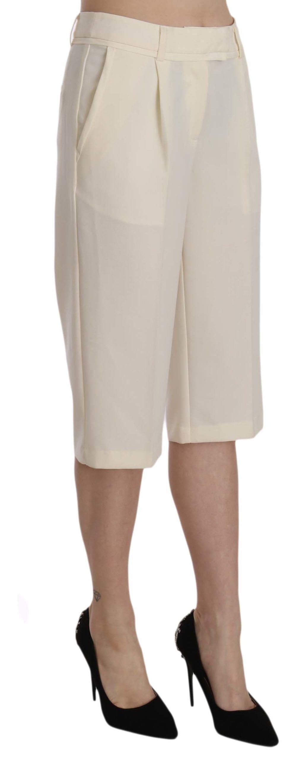 Silvian Heach Elegant Straight Cropped Pants in Cream