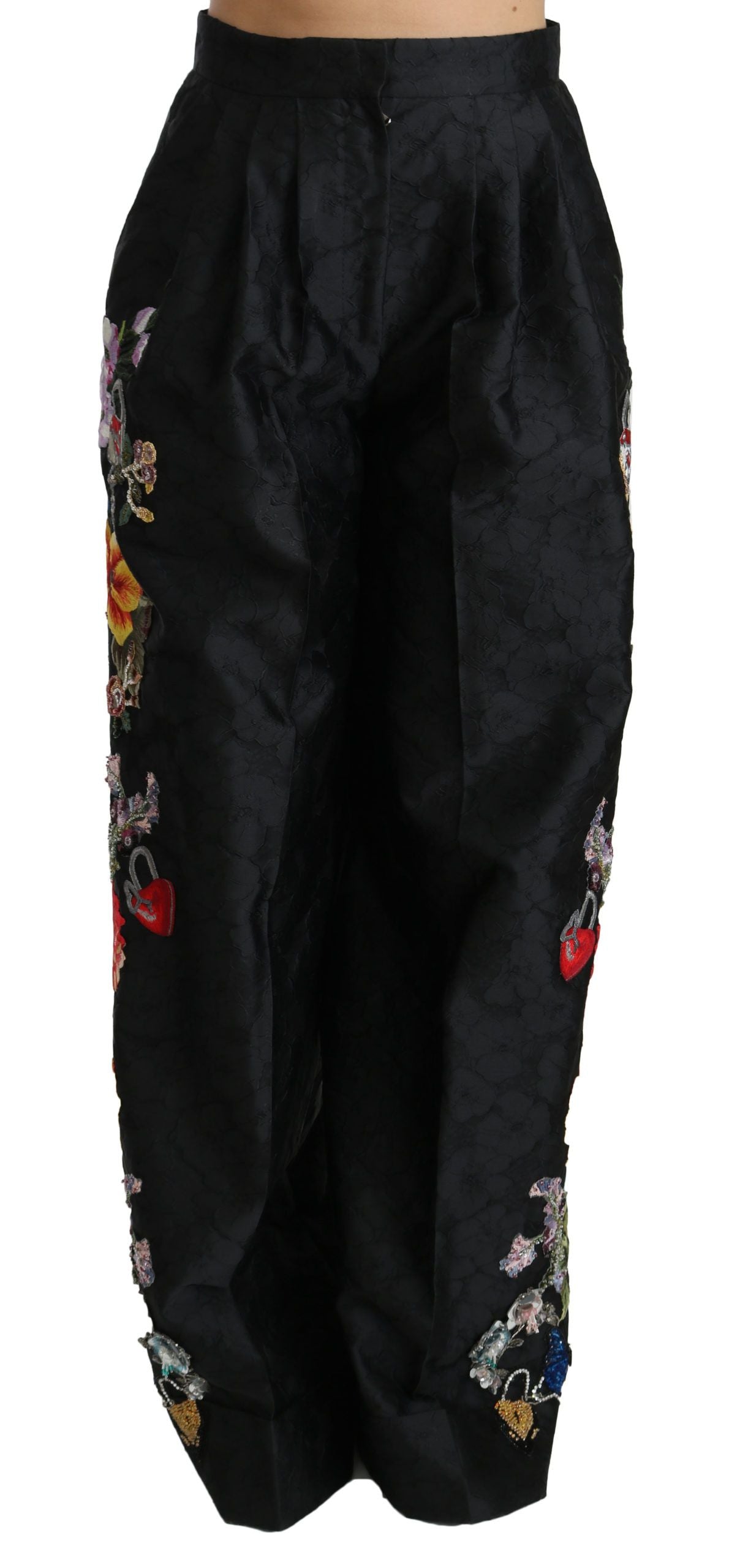 Dolce & Gabbana Elegant High Waist Wide Leg Floral Pants