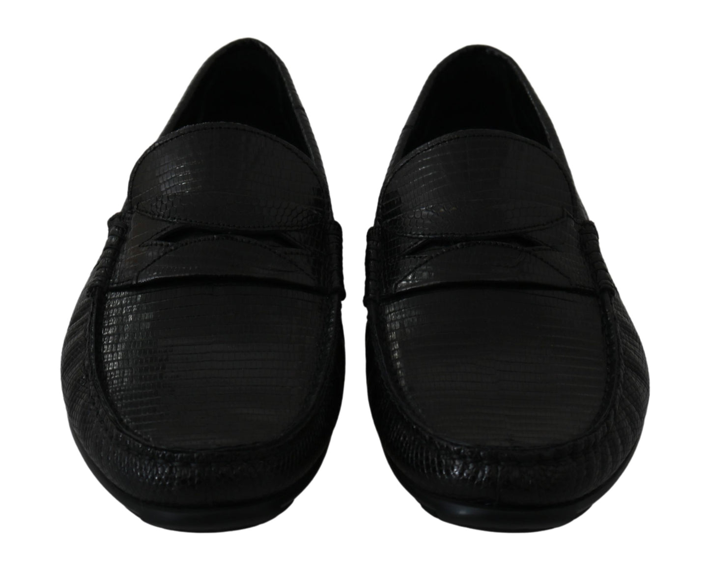 Dolce & Gabbana Exquisite Black Lizard Leather Loafers