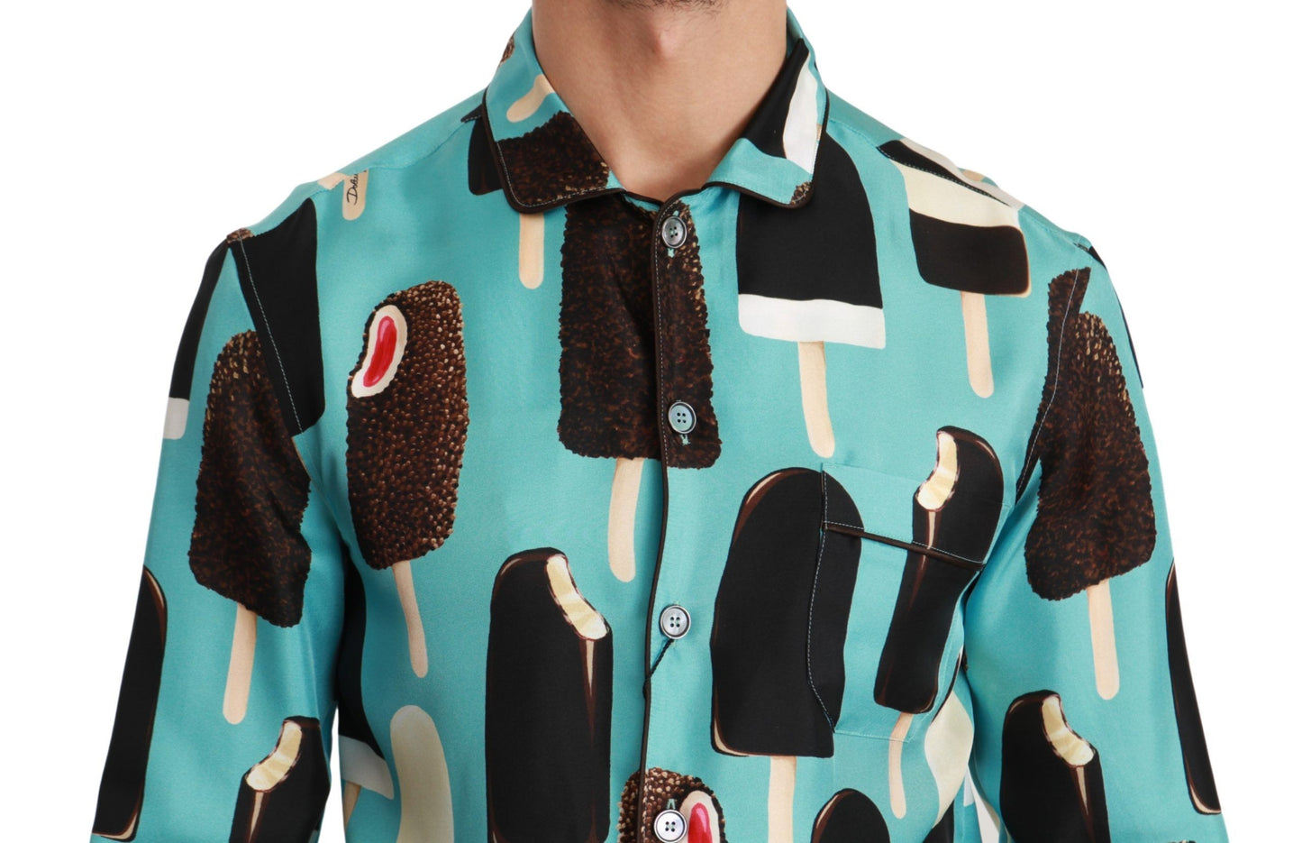 Dolce & Gabbana Exclusive Silk Blend Ice-Cream Print Shirt