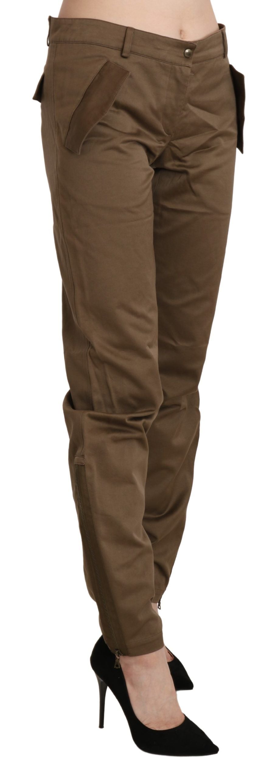 Ermanno Scervino Chic Brown Mid Waist Straight Trousers