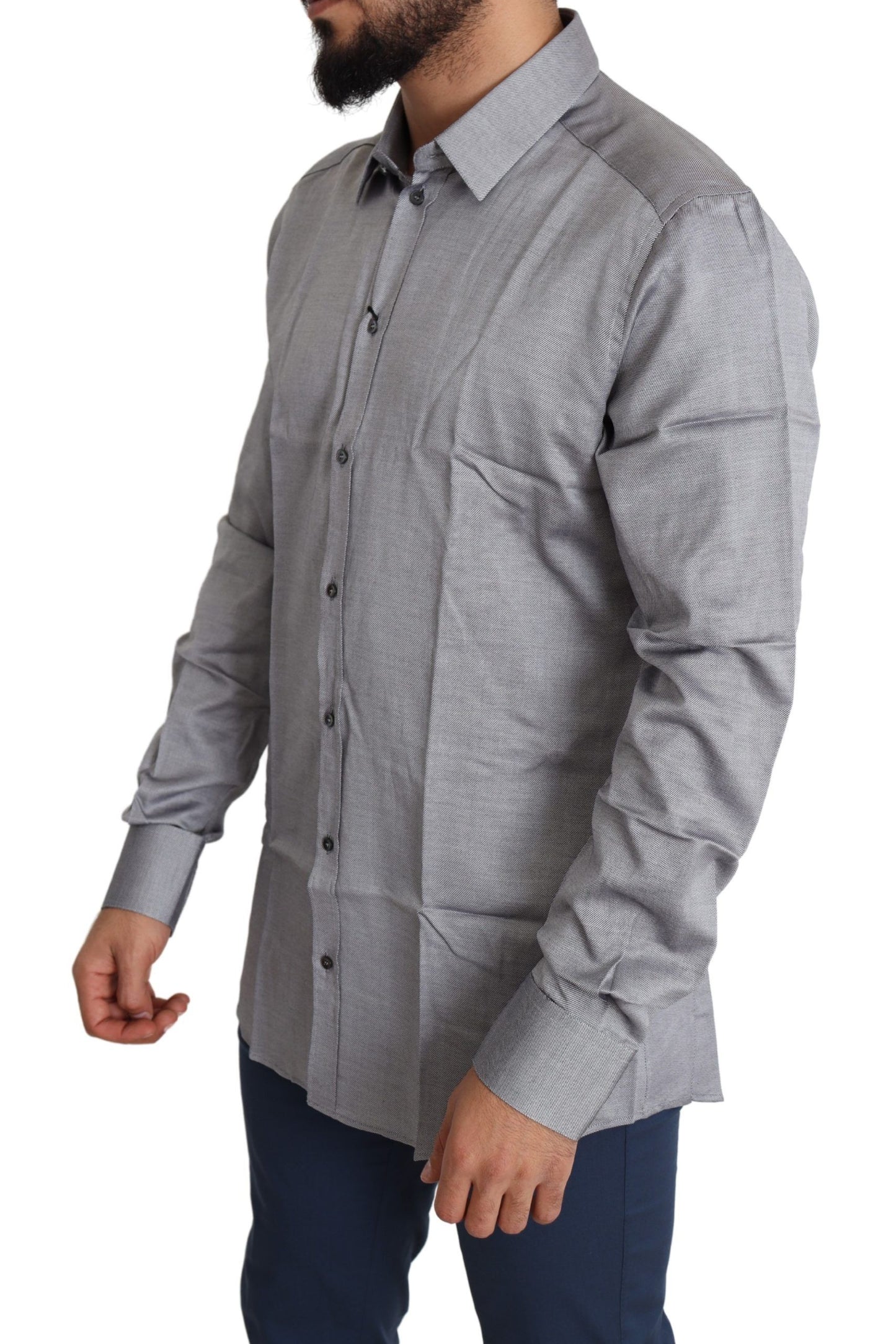 Dolce & Gabbana Elegant Gray Slim Fit Cotton Dress Shirt