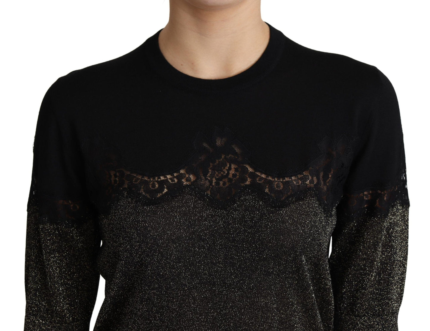 Dolce & Gabbana Elegant Lurex Threaded Jersey Lace Blouse