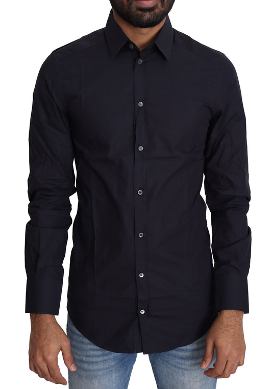 Dolce & Gabbana Navy Blue Slim Fit Gold Series Dress Shirt