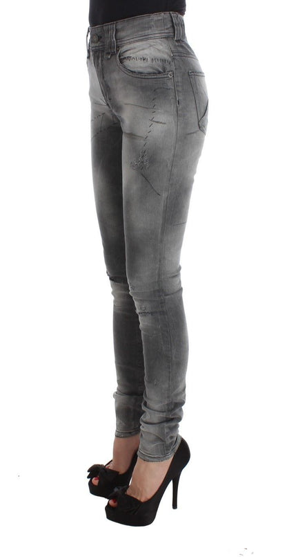 John Galliano Chic Gray Slim Fit Designer Jeans