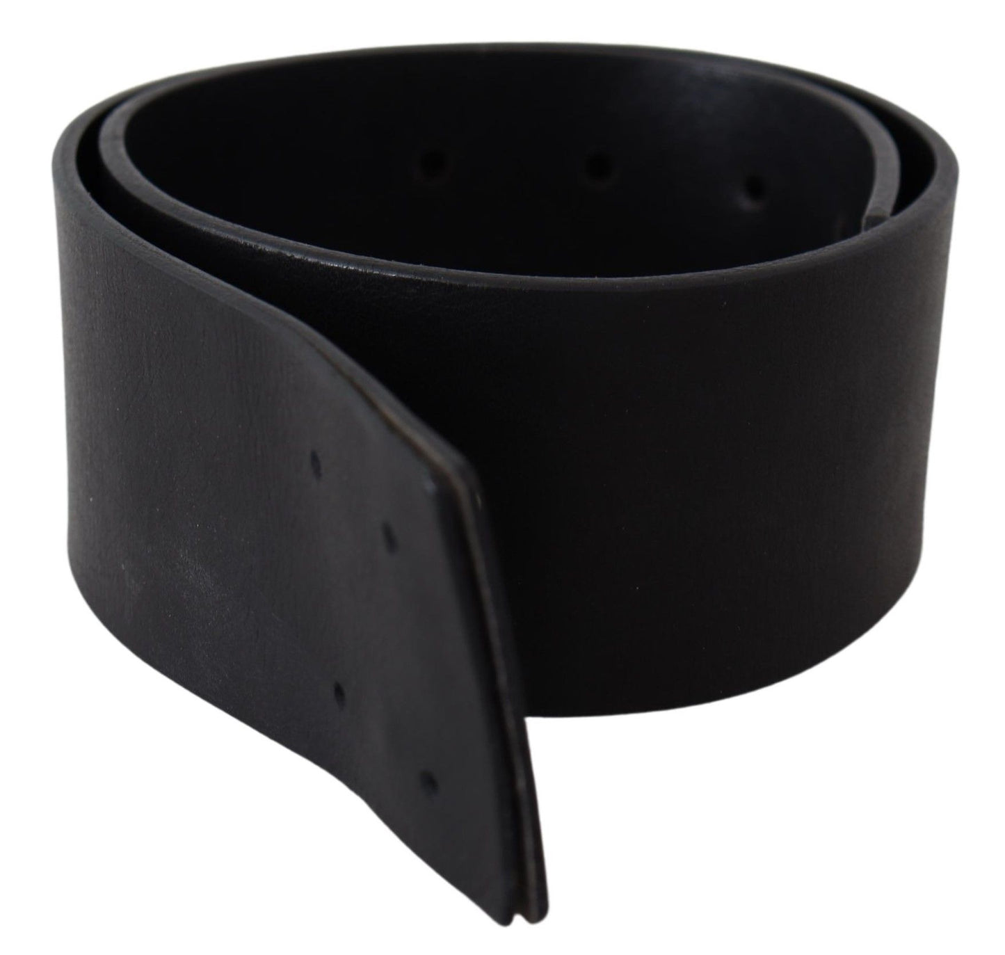 GF Ferre Elegant Solid Black Leather Belt