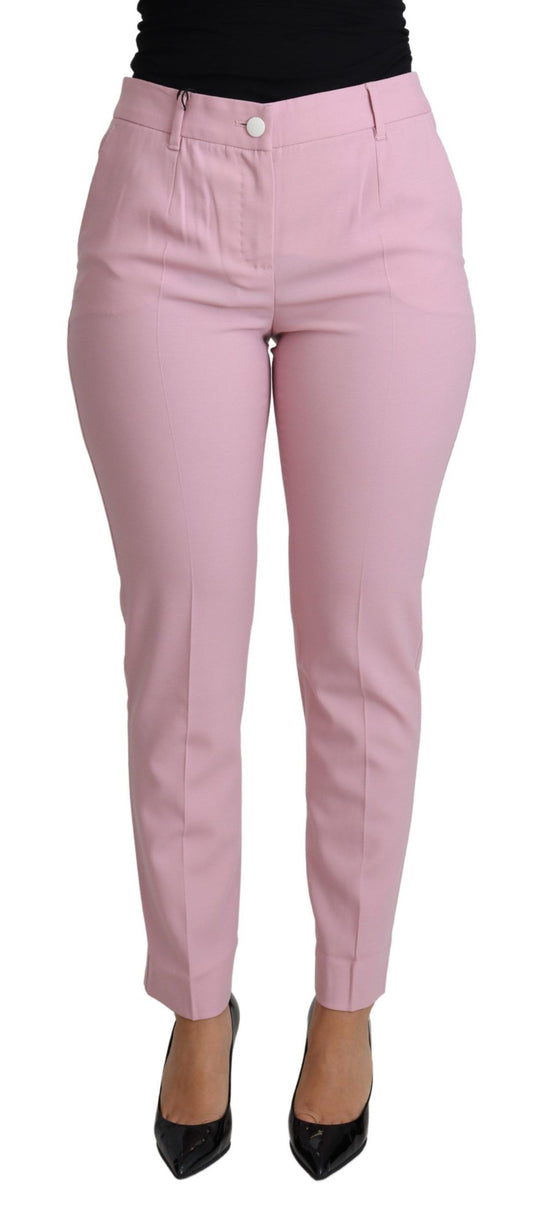 Dolce & Gabbana Elegant Pink High-Waisted Wool Trousers