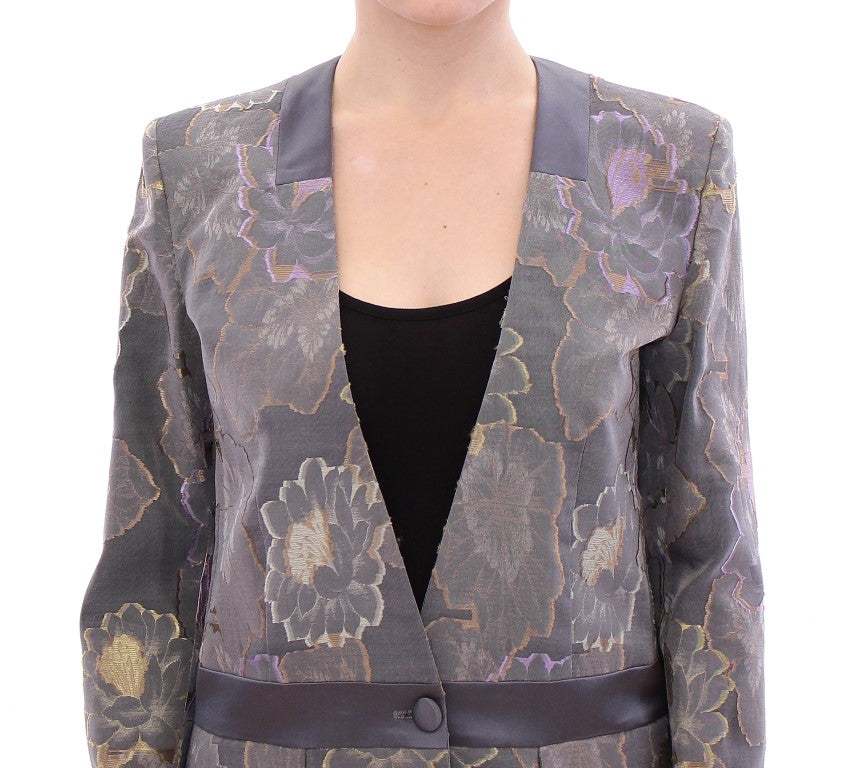 Roberto Fragata Chic Silk Floral One-Button Blazer