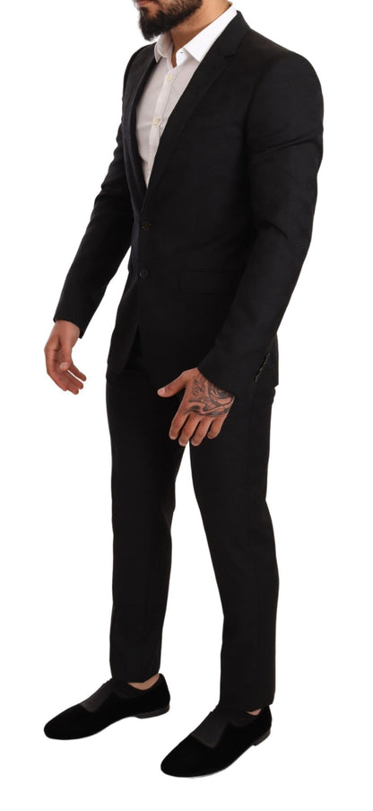 Dolce & Gabbana Elegant Martini Black Wool Suit