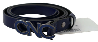 Costume National Sleek Dark Blue Leather Fashion Belt