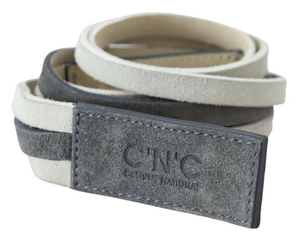 Costume National Chic White Leather Logo Belt