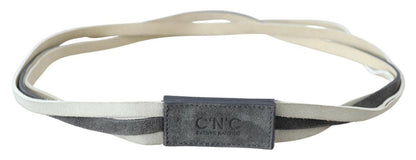 Costume National Chic White Leather Logo Belt