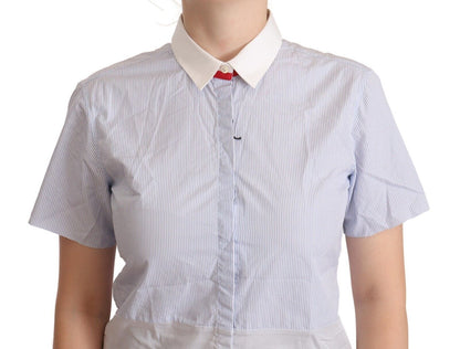 AGLINI Chic Light Blue Polished Cotton Polo Top