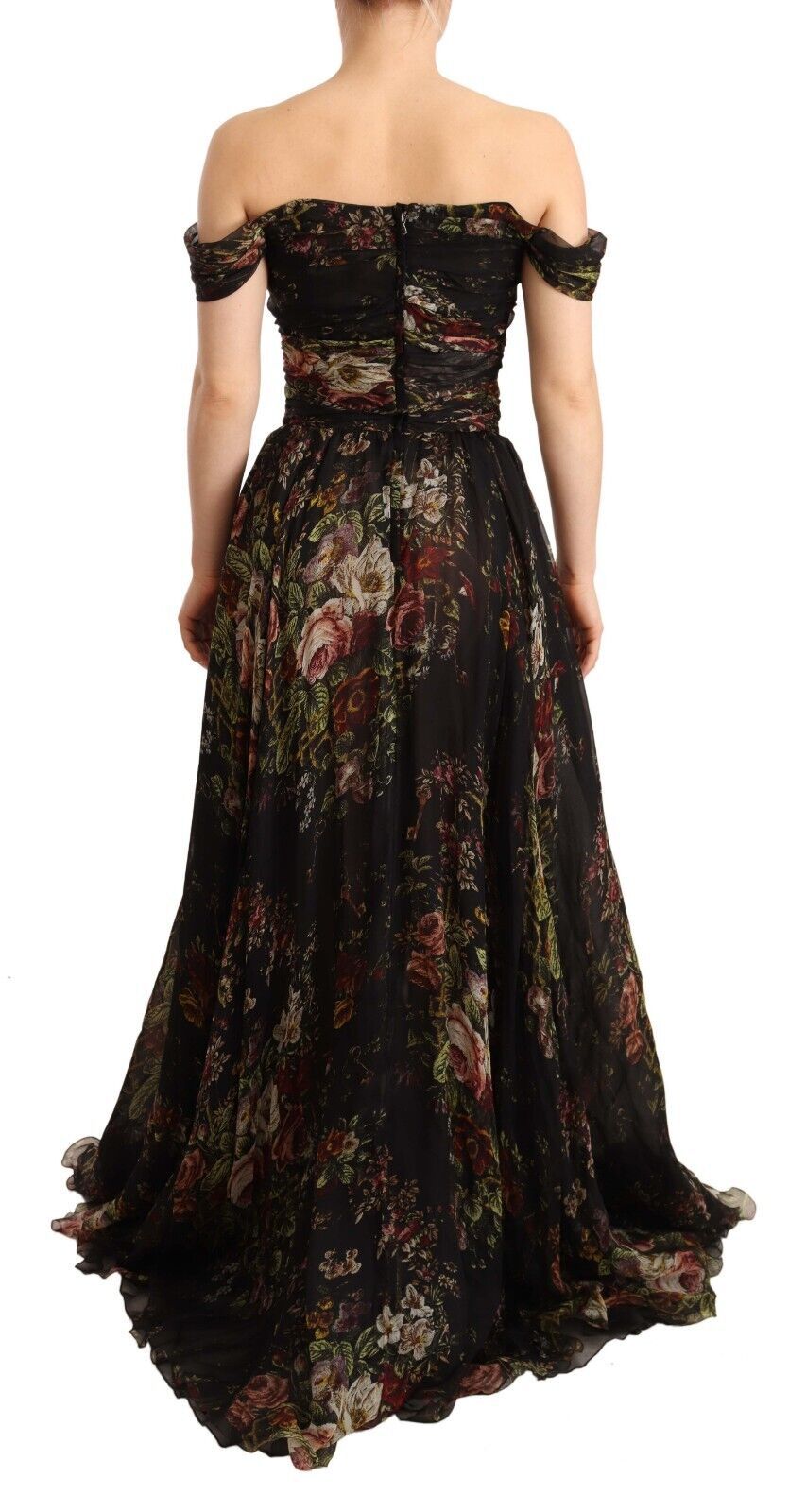 Dolce & Gabbana Floral Silk Off-Shoulder Long Dress