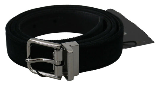 Dolce & Gabbana Elegant Black Leather Belt with Velvet Interior