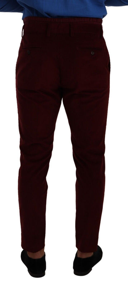 Dolce & Gabbana Elegant Bordeaux Velvet Dress Trousers