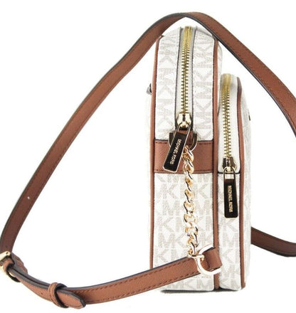 Michael Kors Jet Set Medium Vanilla PVC North South Chain Crossbody Handbag