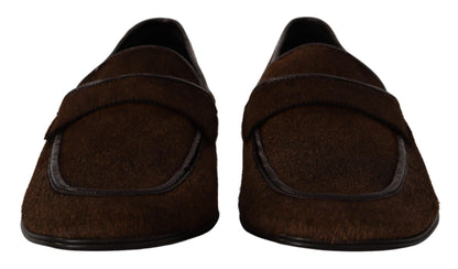 Dolce & Gabbana Elegant Brown Caiman Leather Loafers