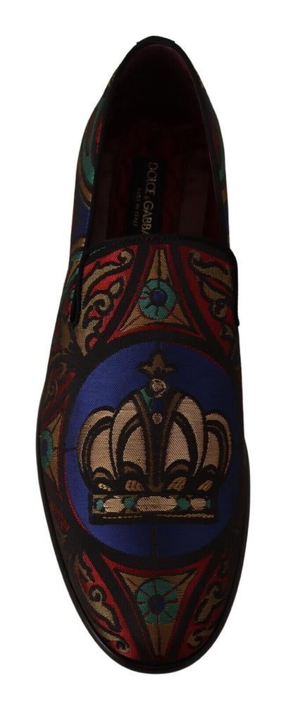 Dolce & Gabbana Multicolor Jacquard Slide-On Loafer Slippers