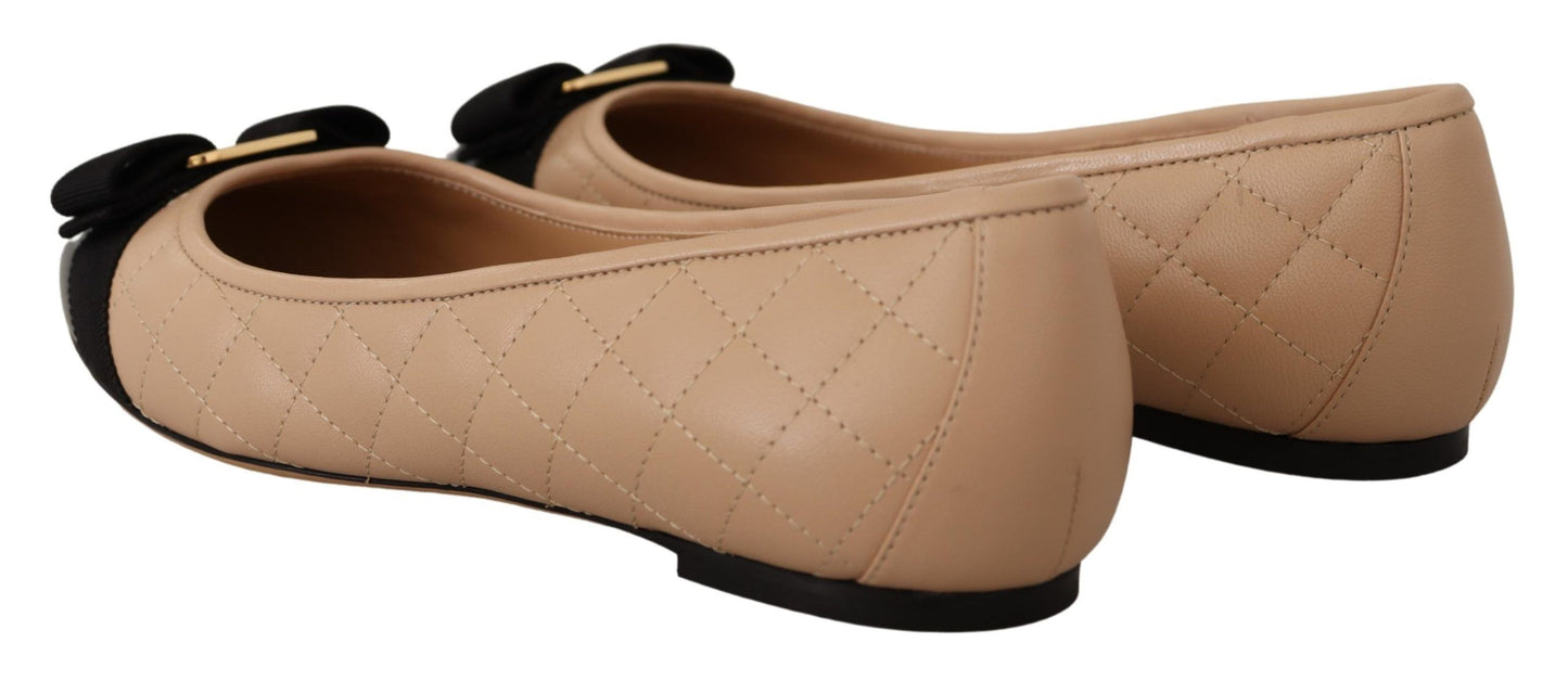 Salvatore Ferragamo Elegant Quilted Leather Flats - Chic Dual-Tone Design