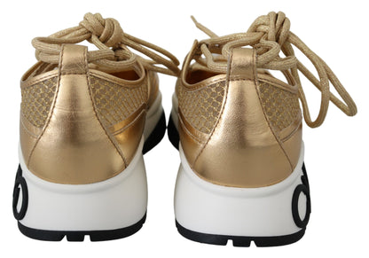 Jimmy Choo Golden Glamour Mesh Leather Sneakers