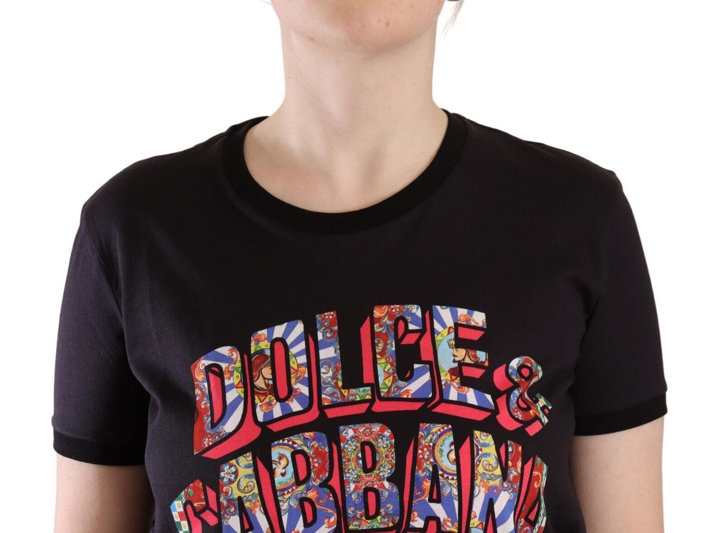 Dolce & Gabbana Chic Black Crew Neck Logo Tee