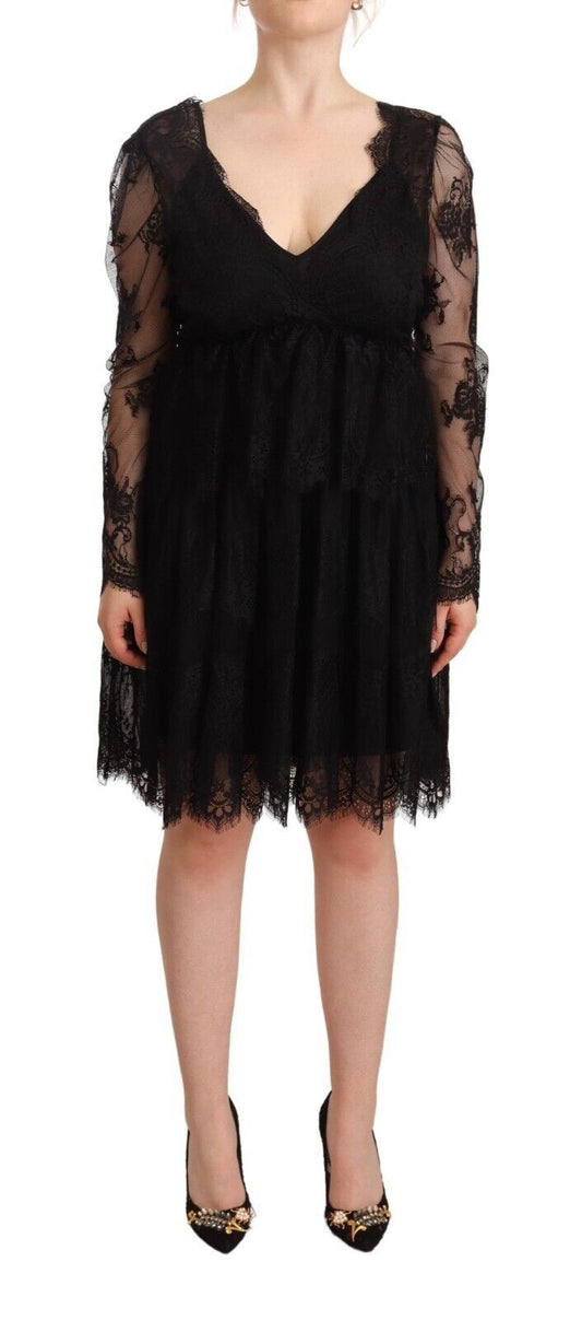 Aniye By Elegant Floral Lace Long Sleeve Shift Dress