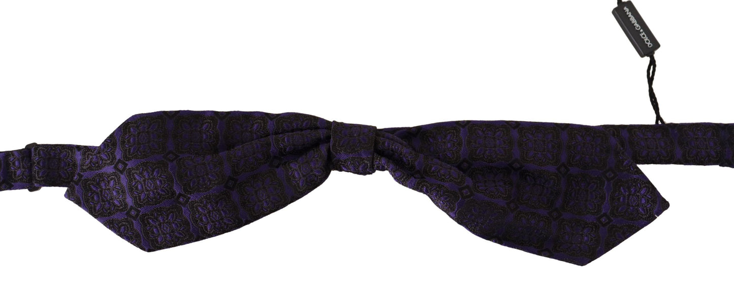 Dolce & Gabbana Elegant Blue Geometric Silk Bow Tie