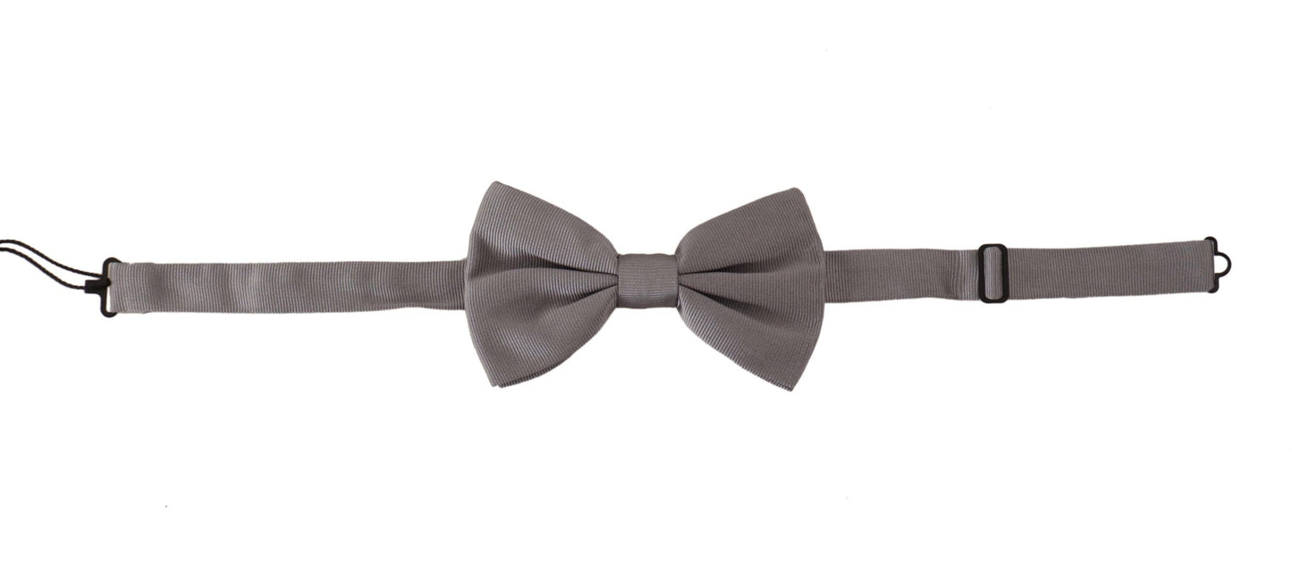 Dolce & Gabbana Elegant Gray Silk Bow Tie