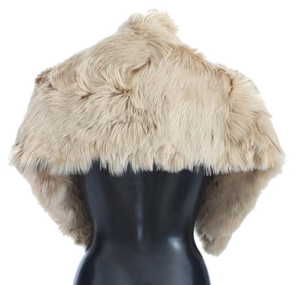 Dolce & Gabbana Elegant Alpaca Fur Shoulder Wrap in Beige