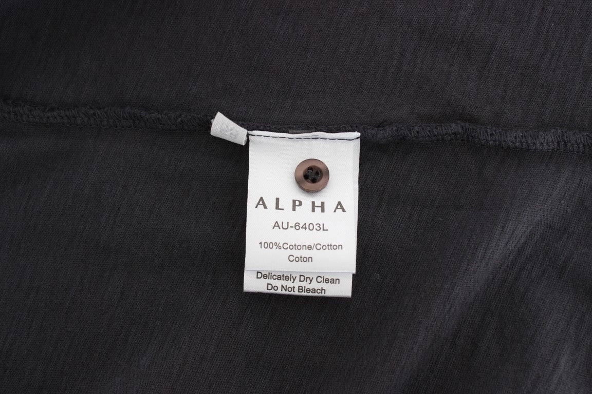 Alpha Massimo Rebecchi Sleek Gray Casual Cotton Shirt