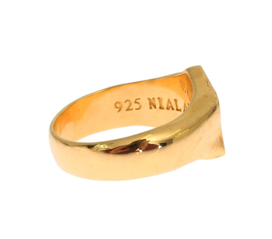 Nialaya Elegant Men's Gold Plated Silver Ring