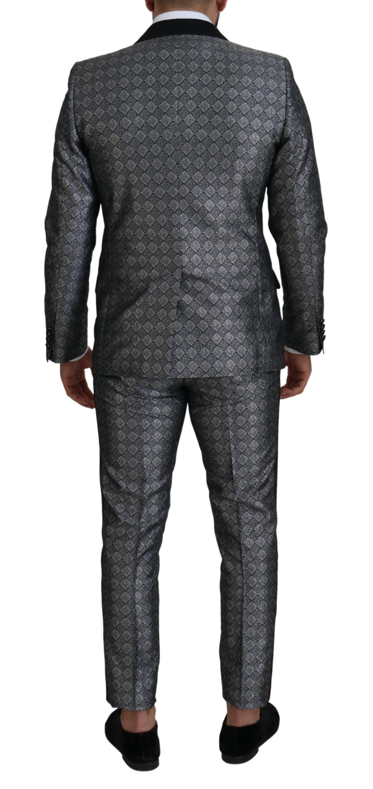 Dolce & Gabbana Elegant Silver Patterned Slim Fit Suit