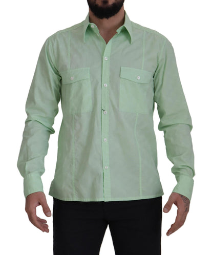 Dolce & Gabbana Mint Green Slim Fit Casual Button-Down Shirt