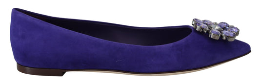 Dolce & Gabbana Embellished Crystal Purple Suede Flats