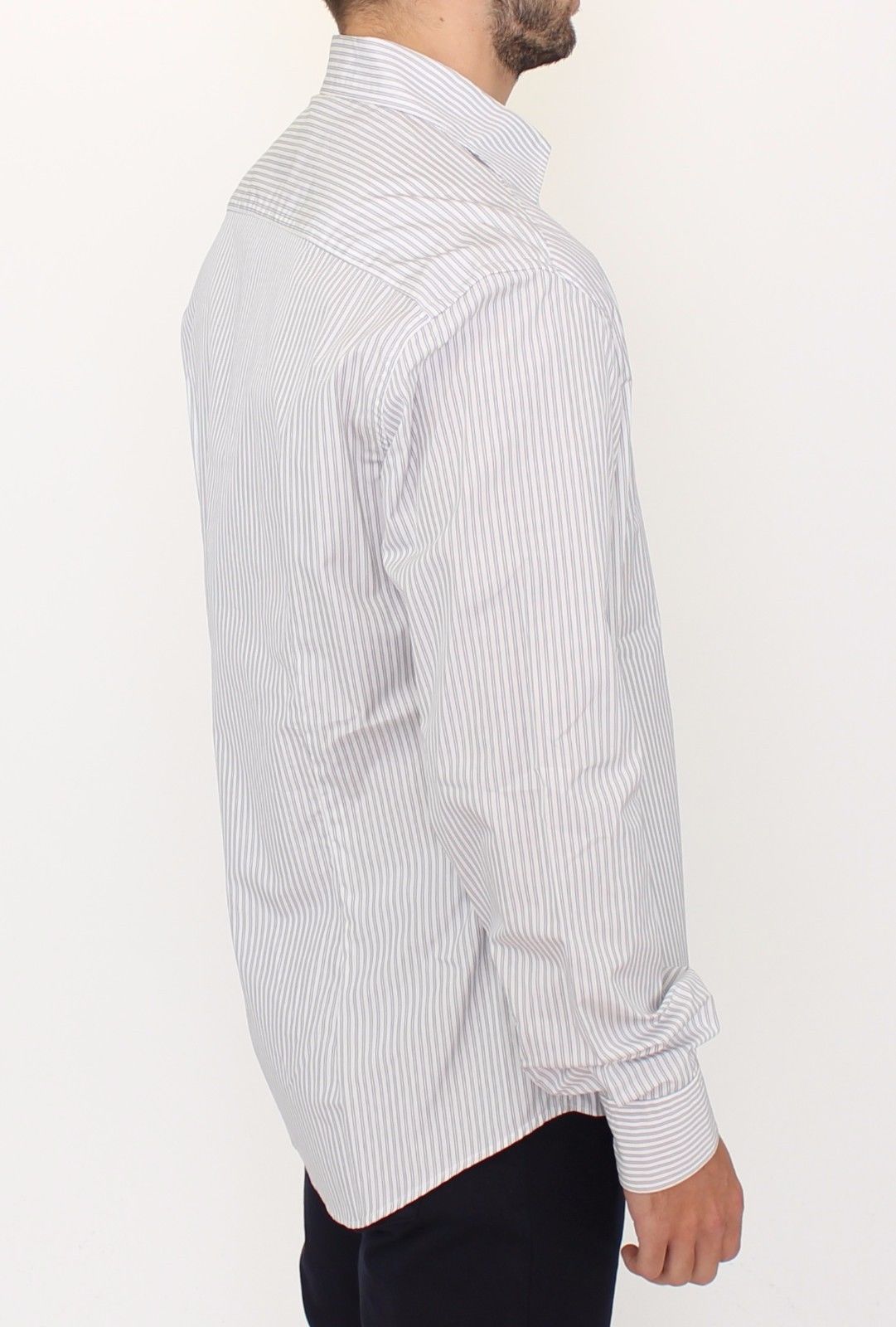 Ermanno Scervino Elegant White and Gray Striped Cotton Shirt