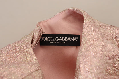 Dolce & Gabbana Elegant Pink Jacquard Midi Sheath Dress