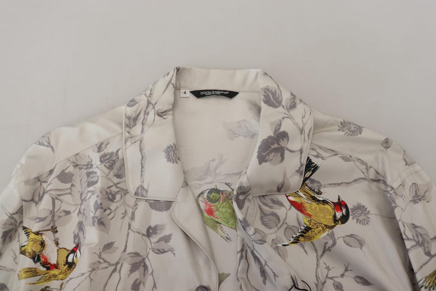 Dolce & Gabbana Elegant Silk Bird Print Casual Shirt