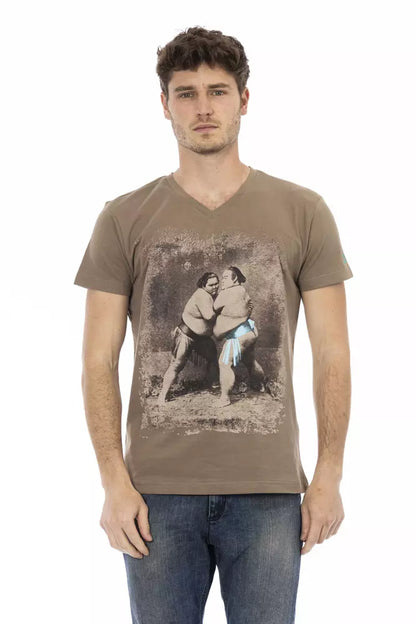 Trussardi Action Brown Cotton Men's V-Neck T-Shirt