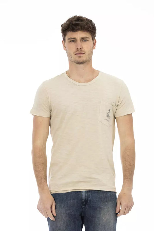 Trussardi Action Beige Cotton Men T-Shirt