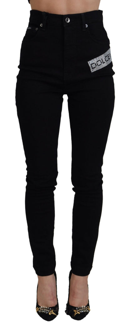 Dolce & Gabbana Chic High Waist Slim Fit Black Jeans