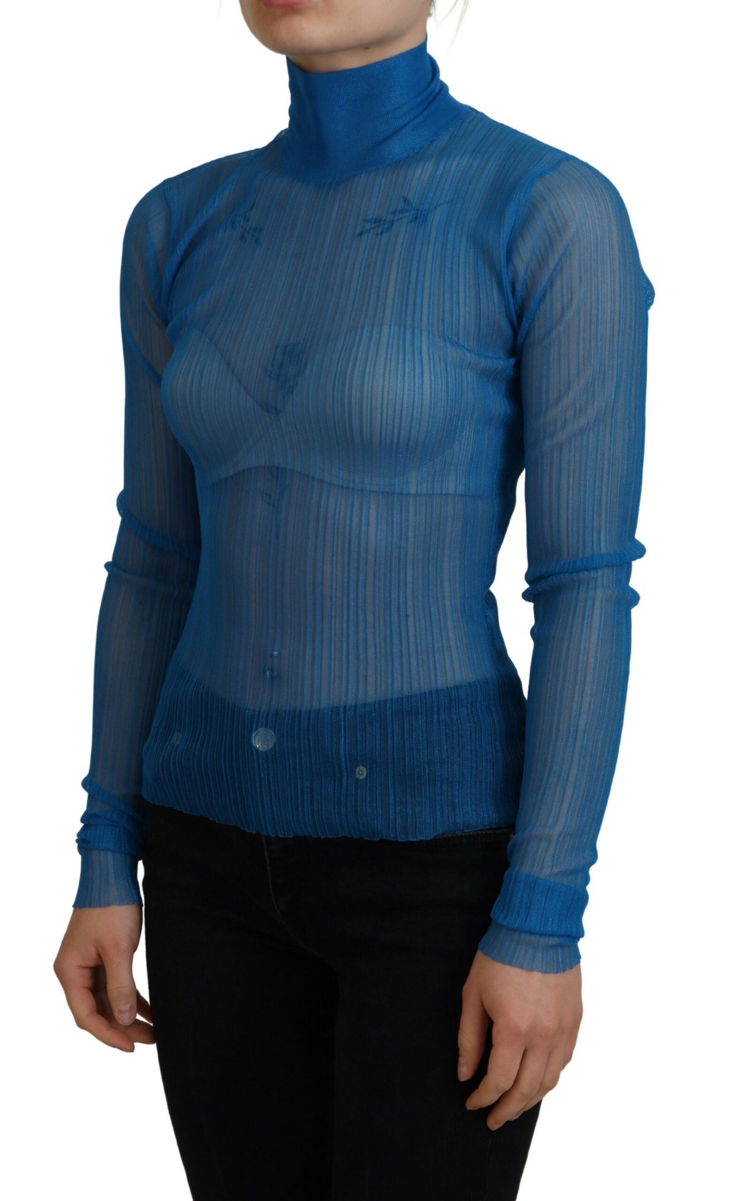 Dolce & Gabbana Elegant Blue Mesh Blouse Top