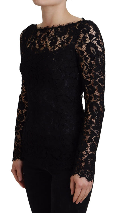 Dolce & Gabbana Elegant Floral Lace Long Sleeve Top