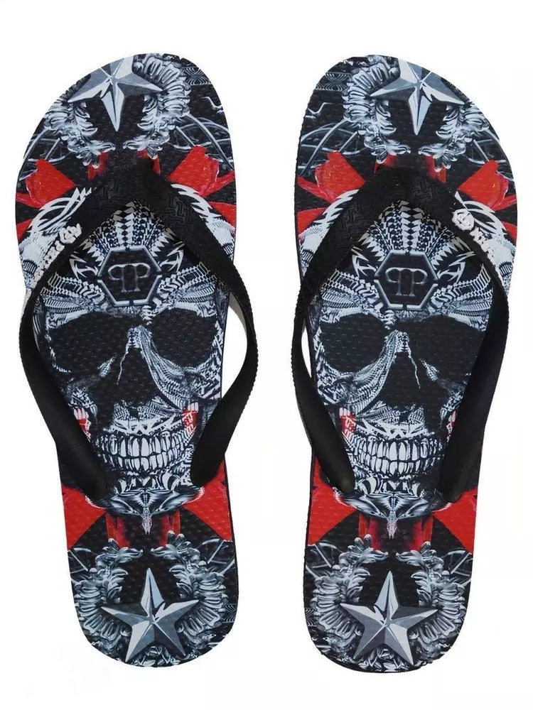 Philipp Plein Multicolor Graphic Flip Flops for Women