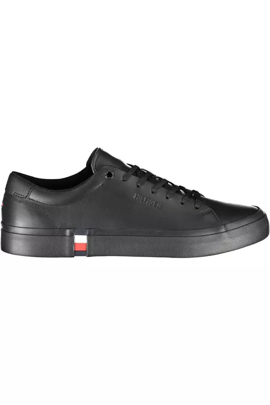 Tommy Hilfiger Black Leather Men Sneaker