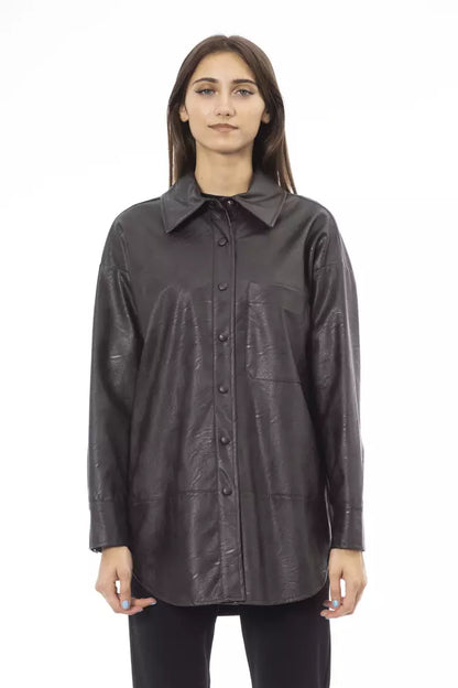 Alpha Studio Brown Polyethylene Women Shirt