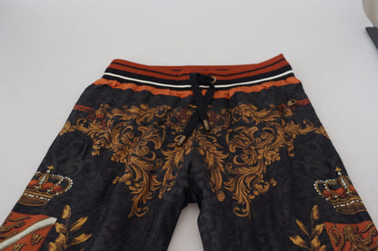 Dolce & Gabbana Baroque Crown Silk Sweatpants