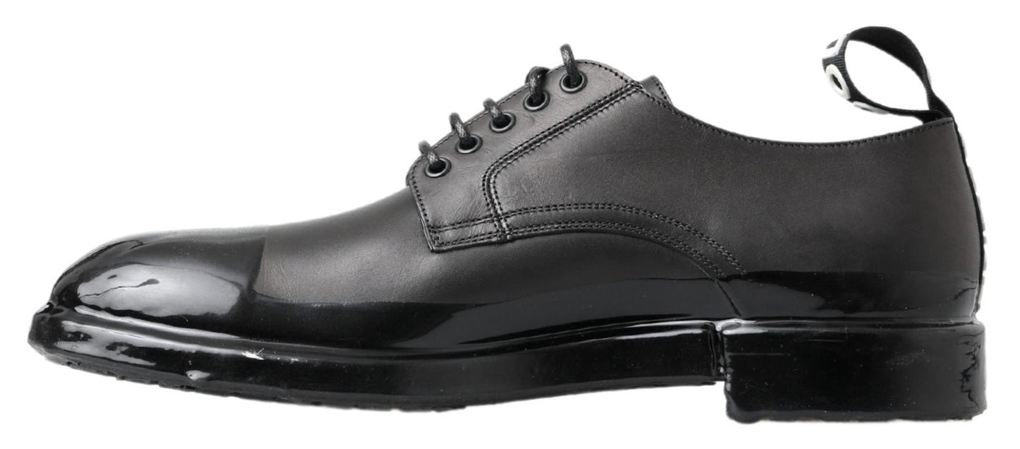 Dolce & Gabbana Elegant Derby Lace-Up Leather Shoes in Black