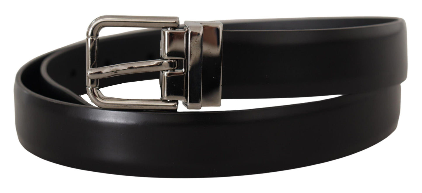 Dolce & Gabbana Elegant Black Leather Belt with Metal Buckle