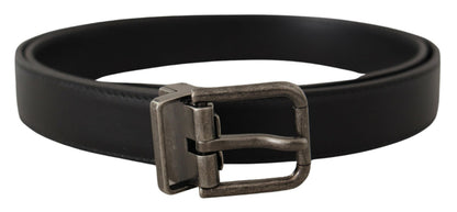 Dolce & Gabbana Elegant Black Leather Belt with Metal Buckle